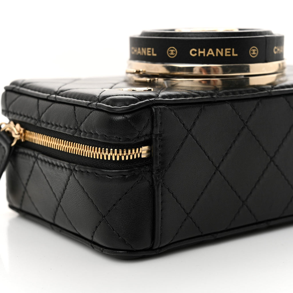 Lambskin Quilted Coco  Bag Black