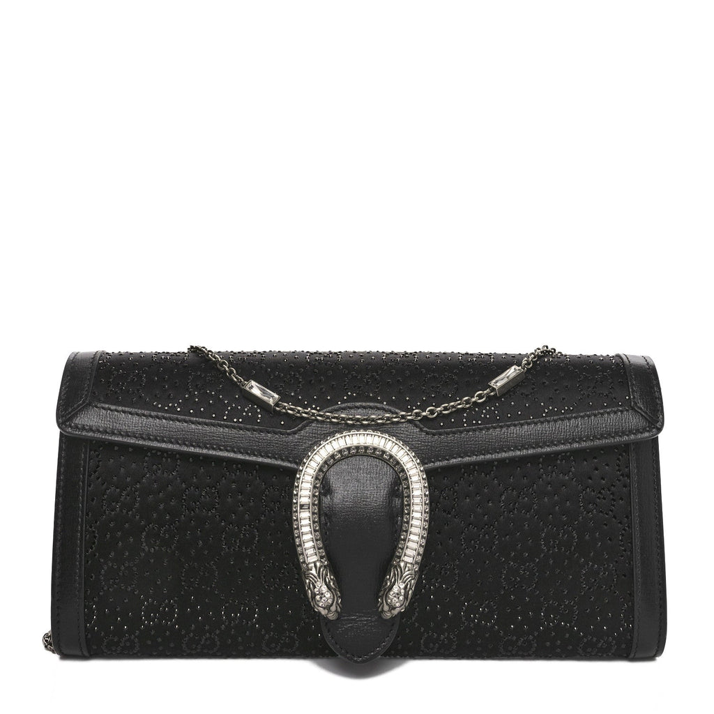Satin Crystal Small Dionysus Shoulder Bag Black