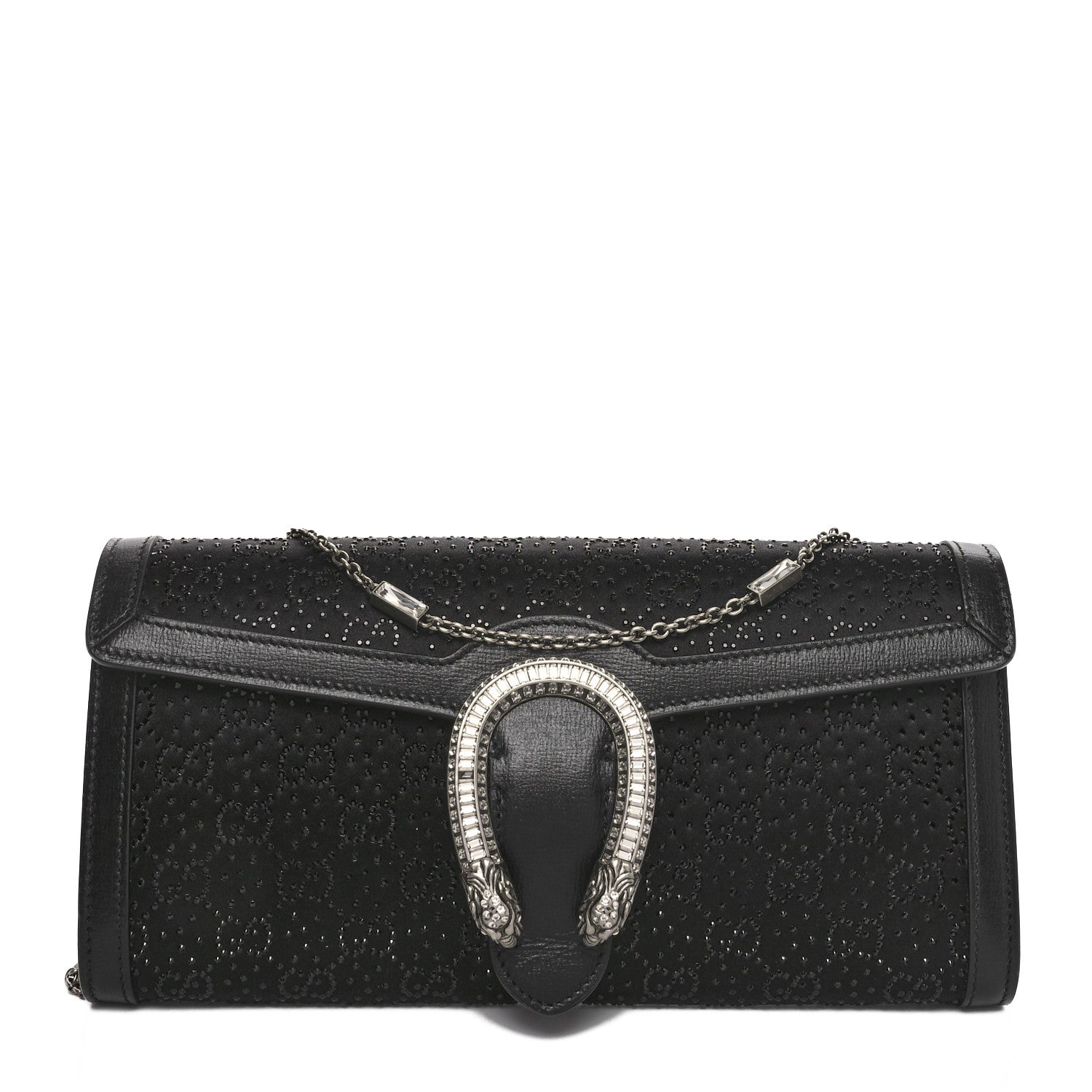 Satin Crystal Small Dionysus Shoulder Bag Black