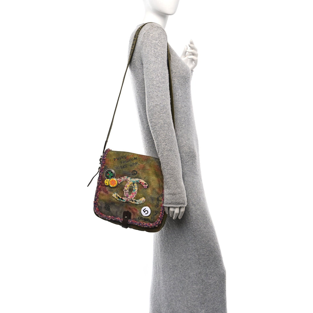 Washed Toile Graffiti On The Pavements Messenger Khaki Multicolor