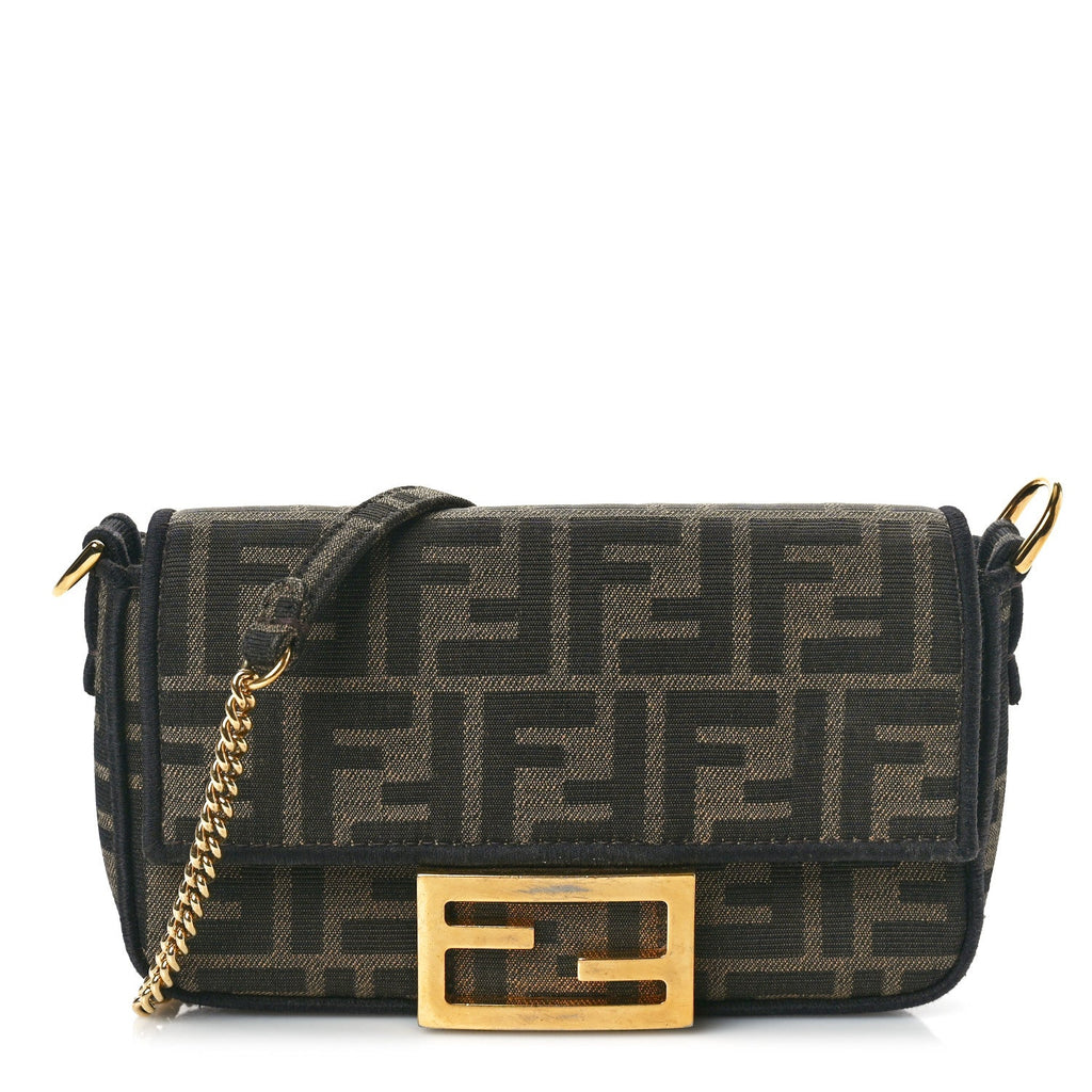 Fabric Jacquard FF 1974 Mini Baguette Tobacco Moro Black