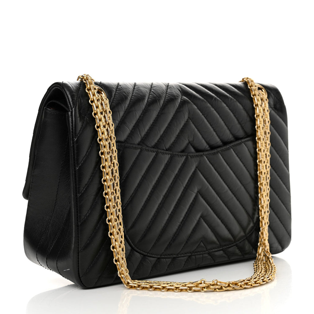 Aged Calfskin Chevron Quilted 2.55 Reissue 226 Flap Black