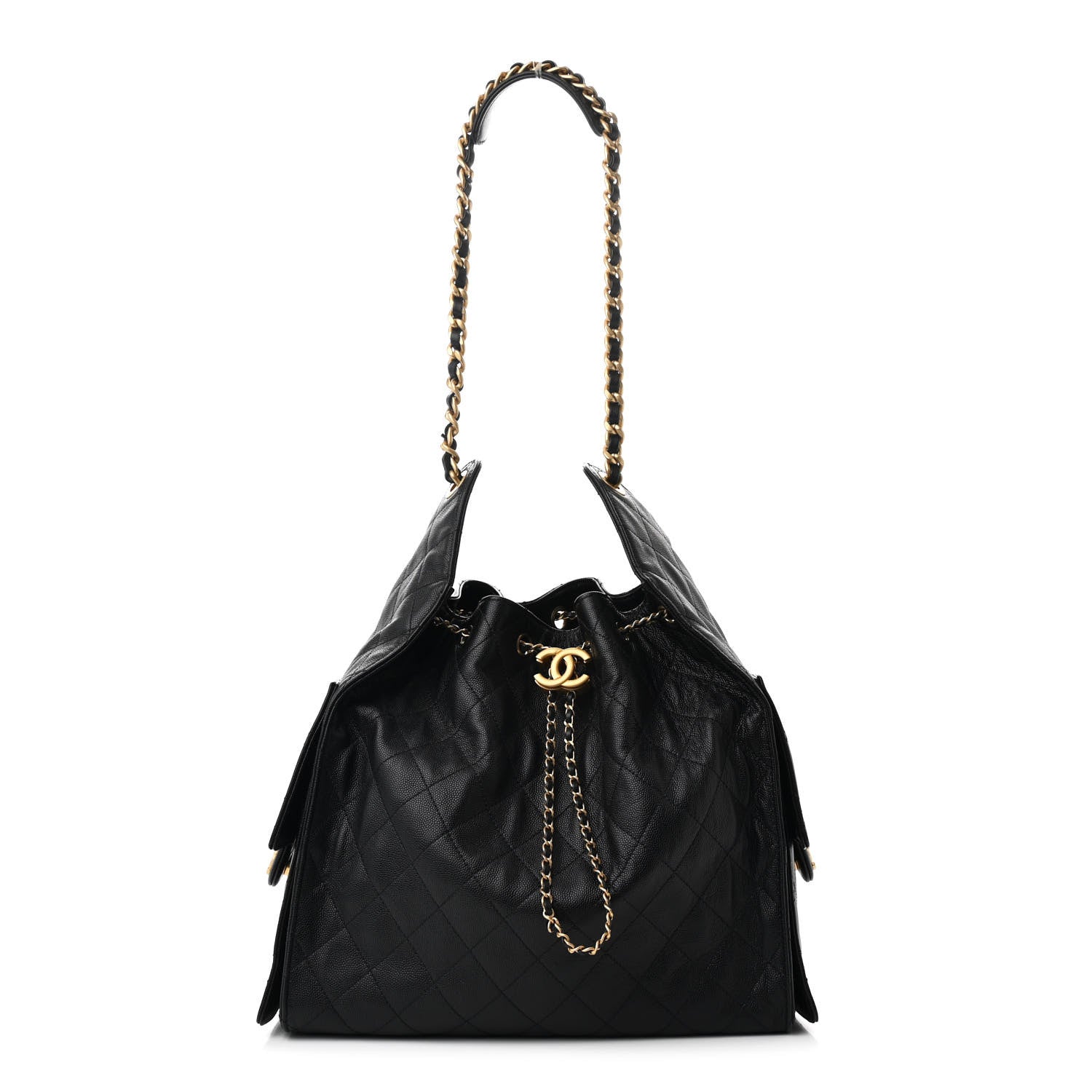 Caviar Quilted Medium Chanel 25 Handbag Black