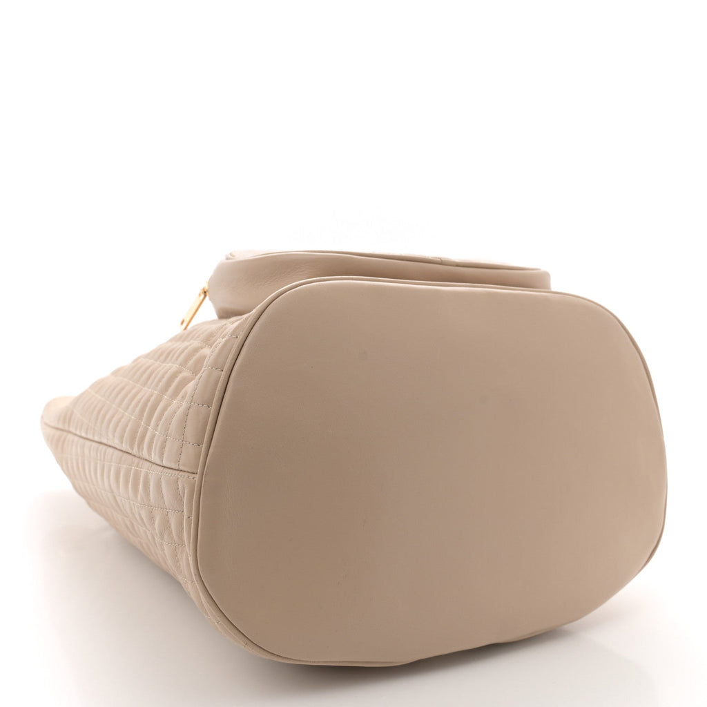 Calfskin Quilted Medium C Backpack Beige