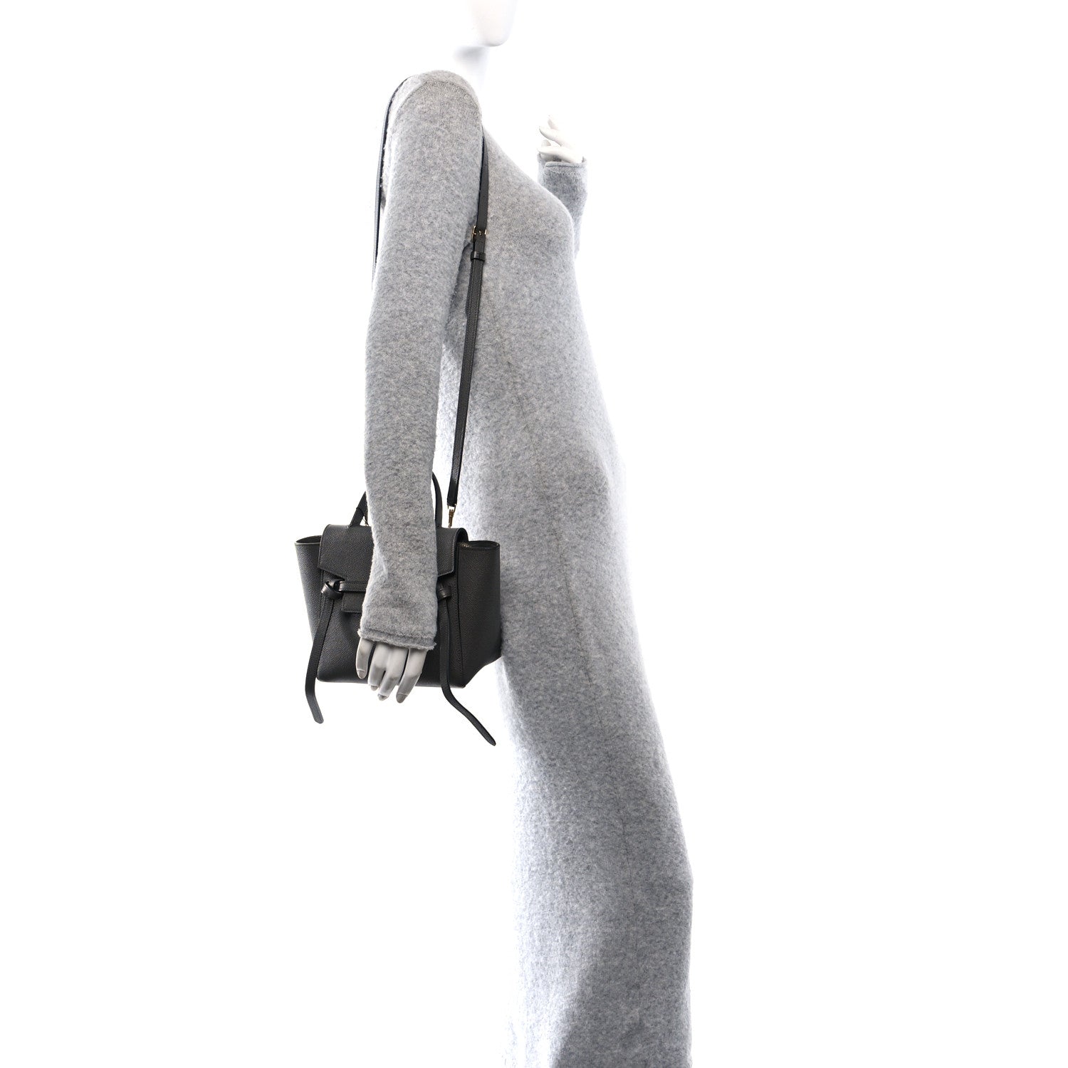 Grained Calfskin Nano Belt Bag Grey