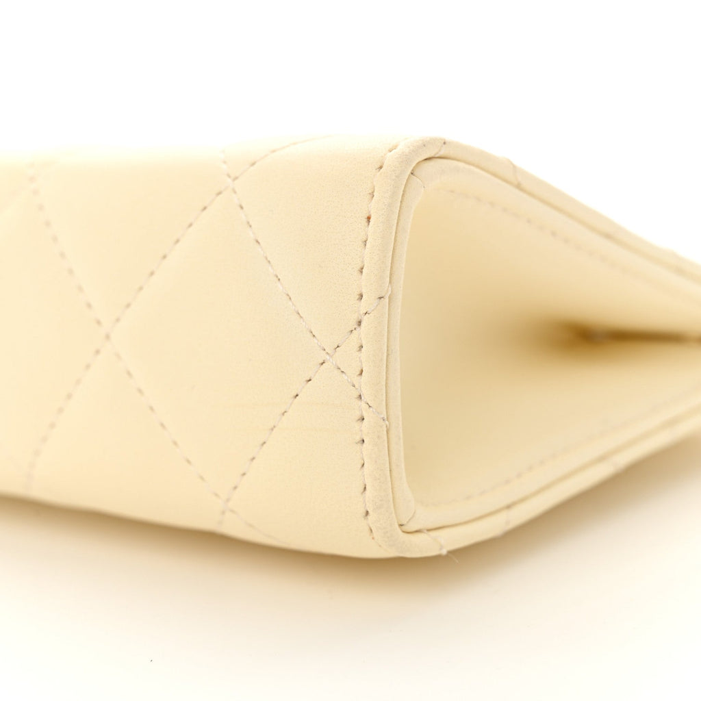 Lambskin Quilted Evening By The Sea Clutch  White