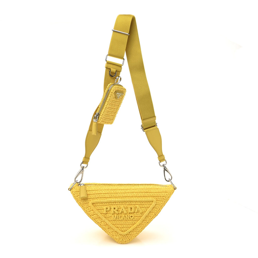 Yarn Raffia Effect Crochet Triangle Shoulder Bag Giallo