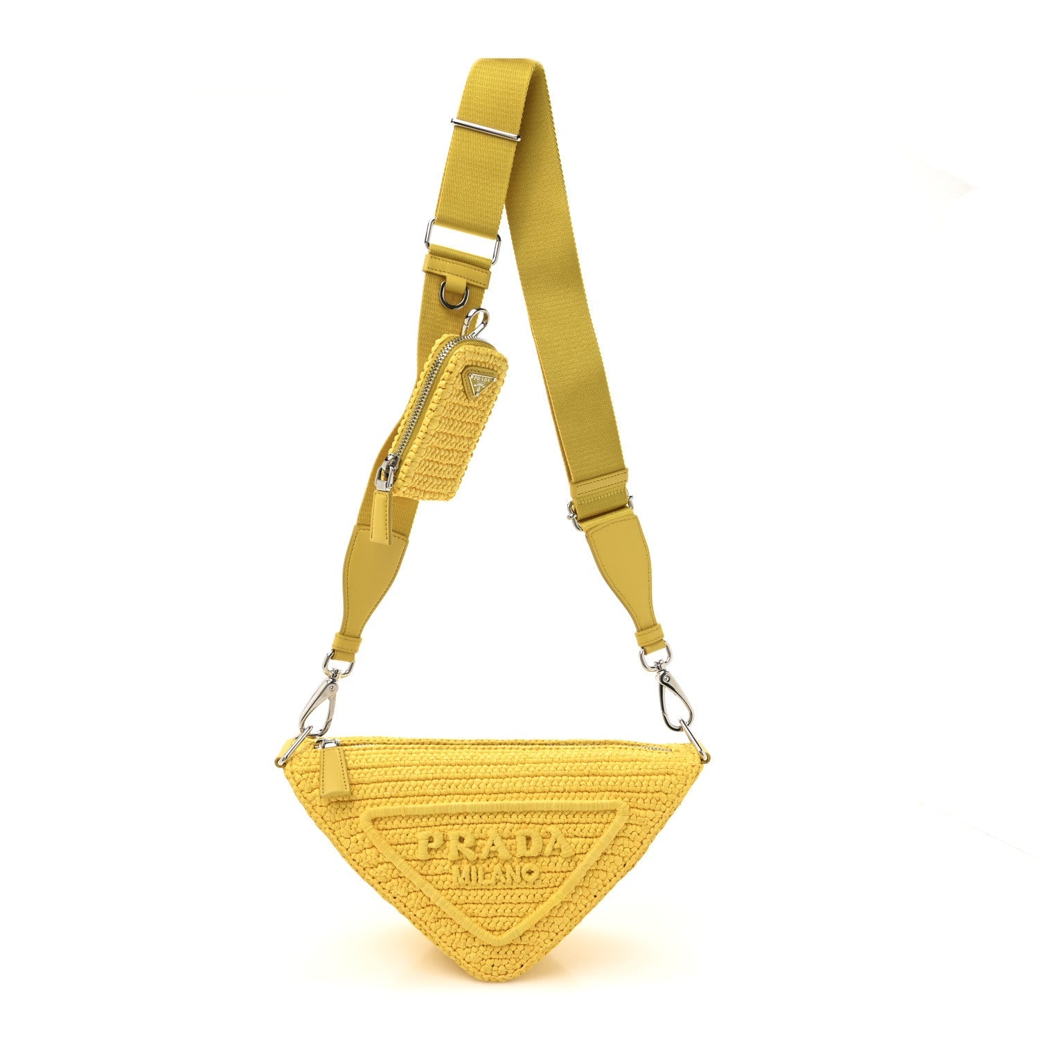 Yarn Raffia Effect Crochet Triangle Shoulder Bag Giallo