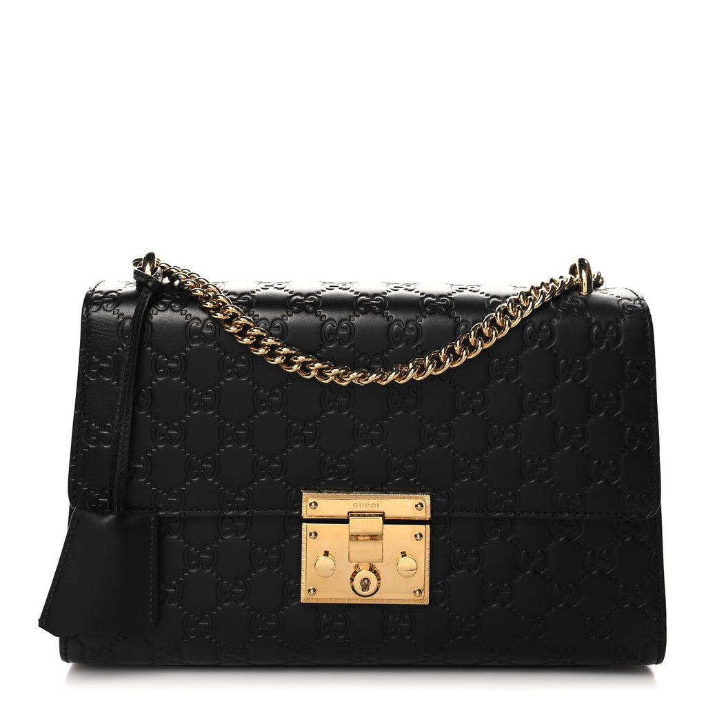Guccissima Medium Padlock Shoulder Bag Black
