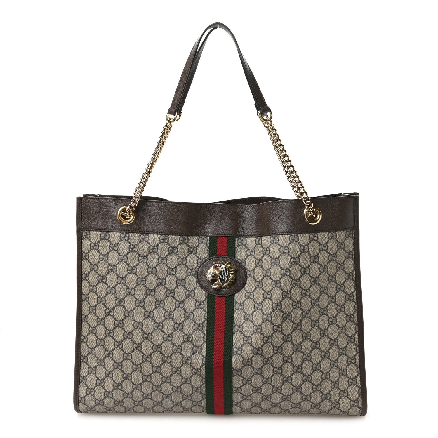 GG Supreme Monogram Large Rajah Chain Tote Beige New Acero