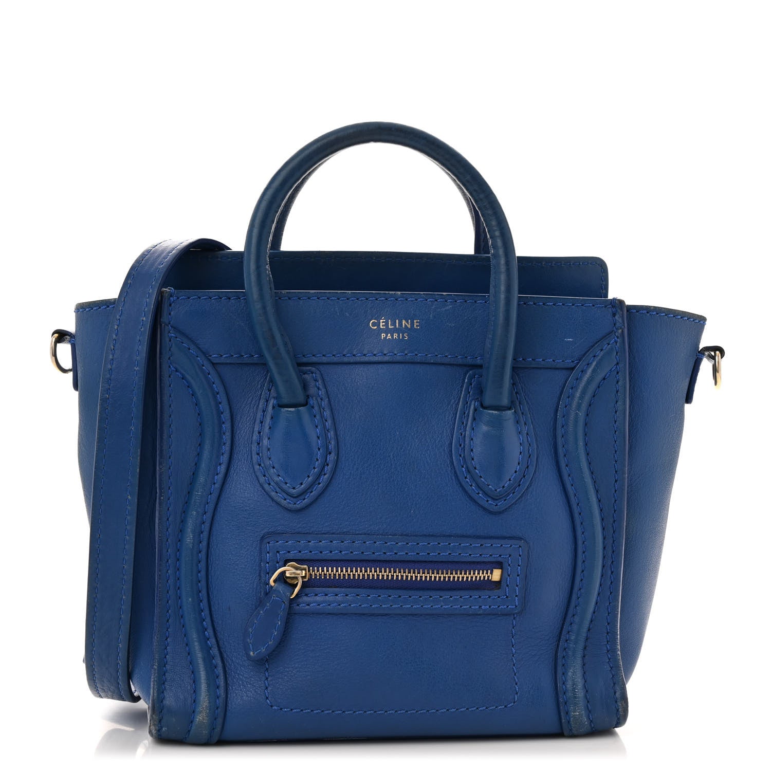 Drummed Calfskin Nano Luggage Indigo