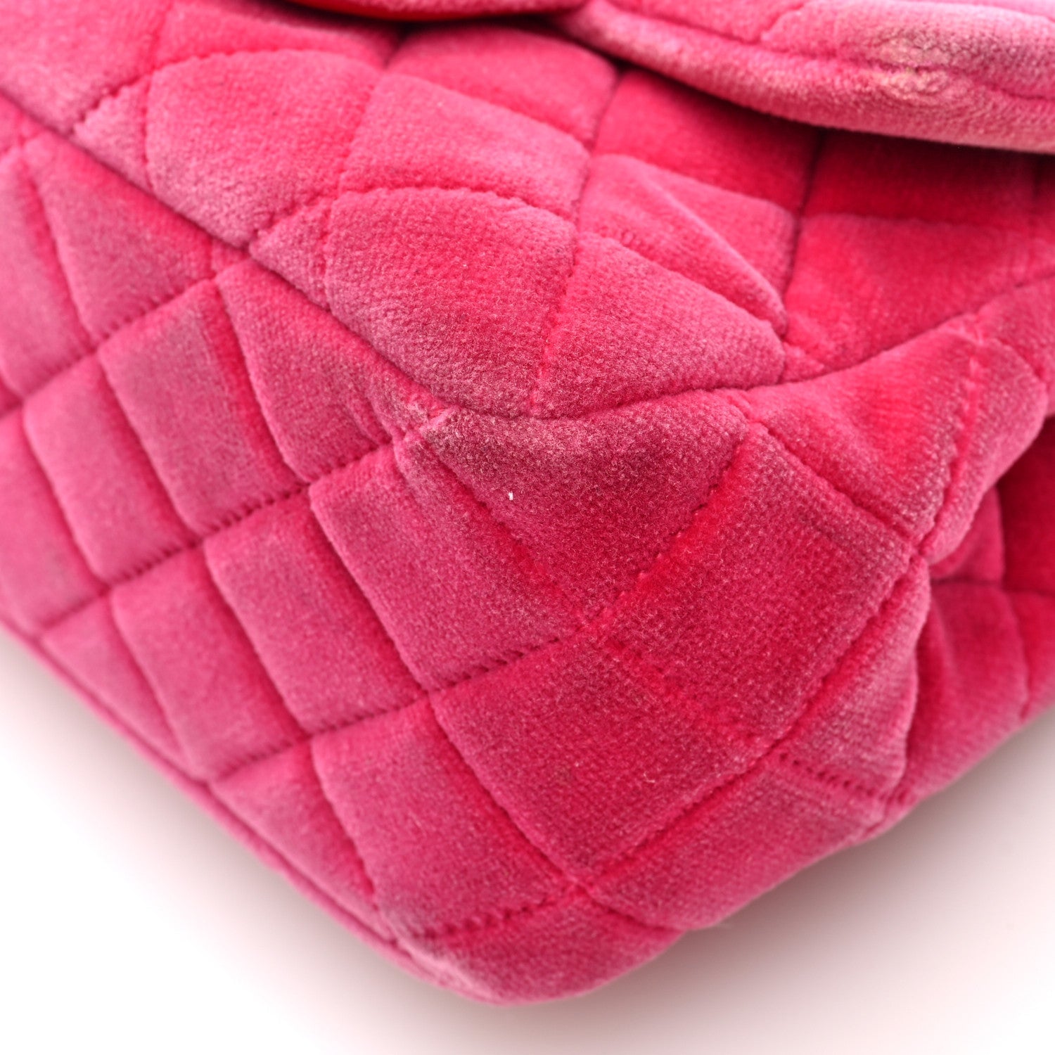 Velvet Quilted Mini Square Pearl Crush Flap Fuchsia