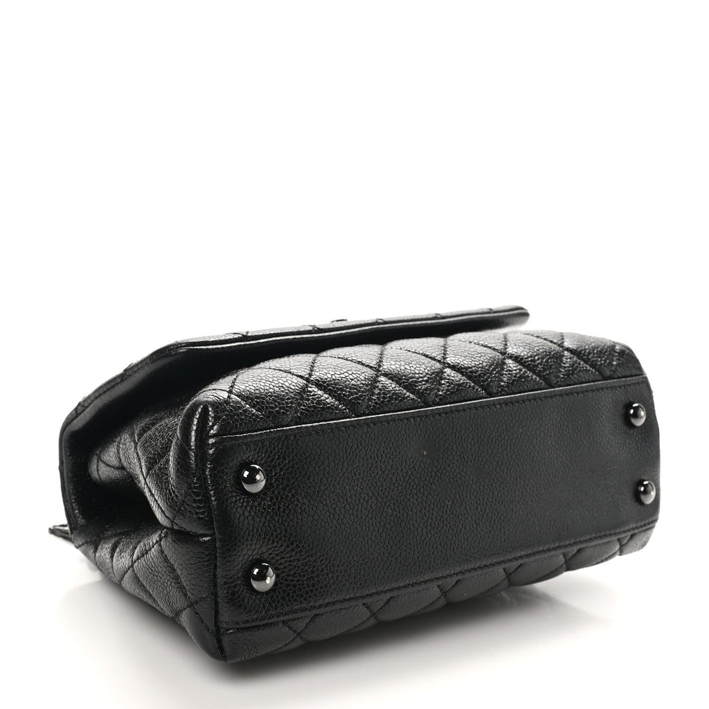 Caviar Quilted Mini Coco Handle Flap So Black