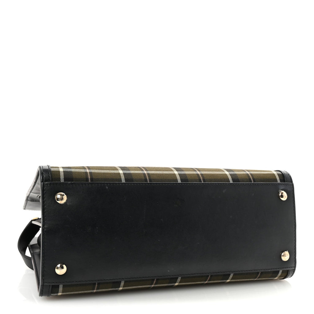 Wool Tartan Two Handle Title Bag Dark Green