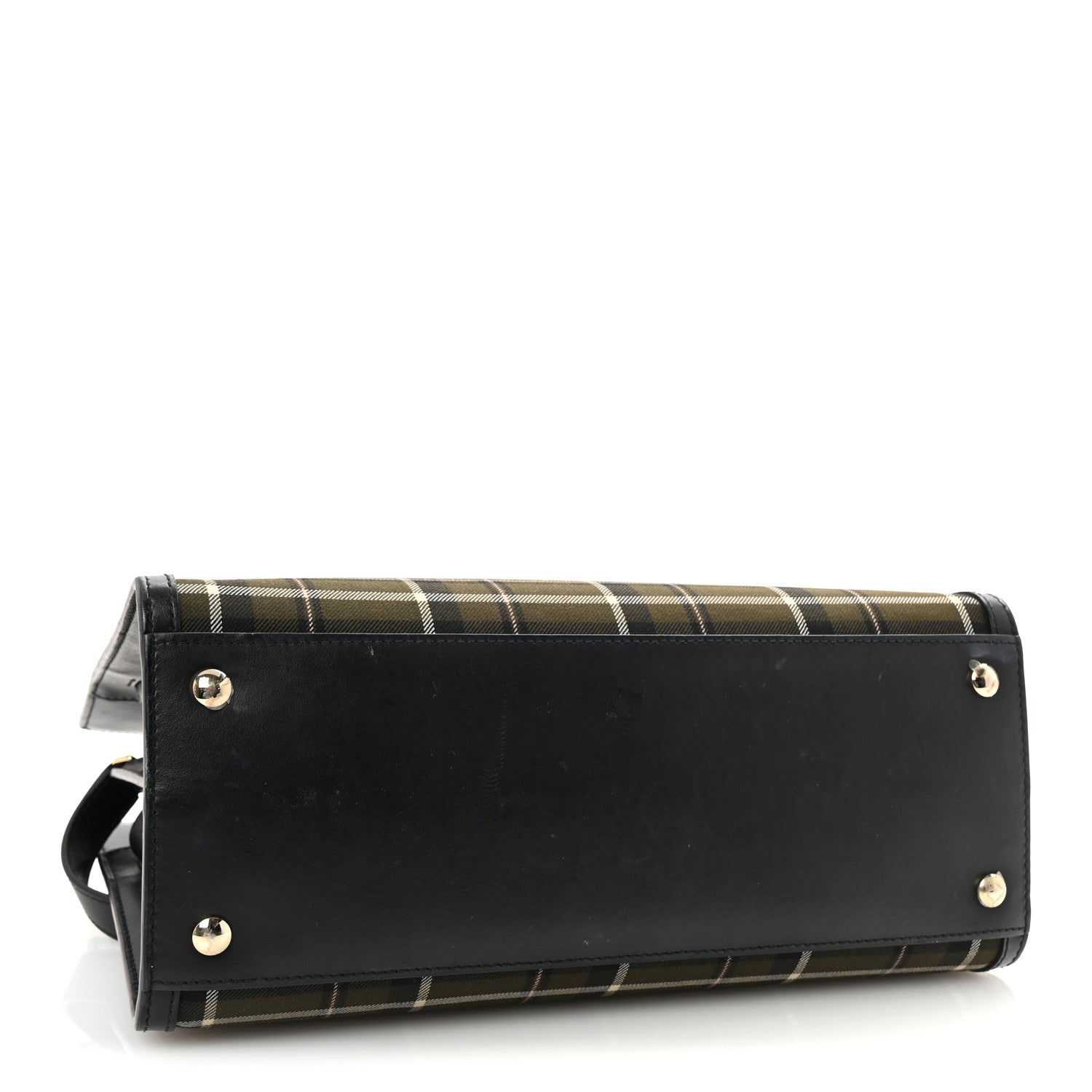 Wool Tartan Two Handle Title Bag Dark Green