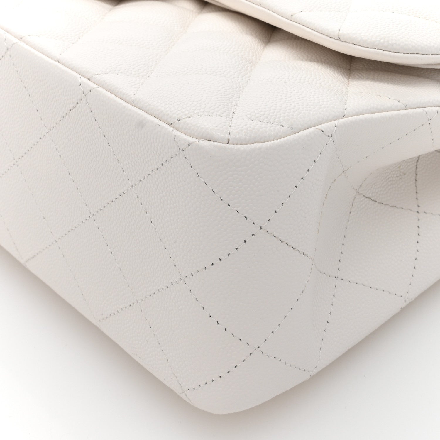 Caviar Quilted Jumbo Double Flap White