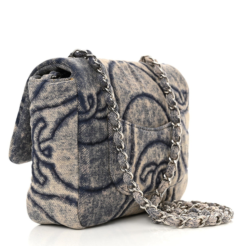 Denim Stitched Mini Square Flap Blue