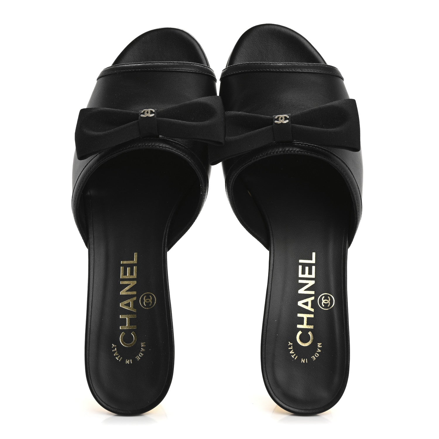 Lambskin Bow Mules 37 Black