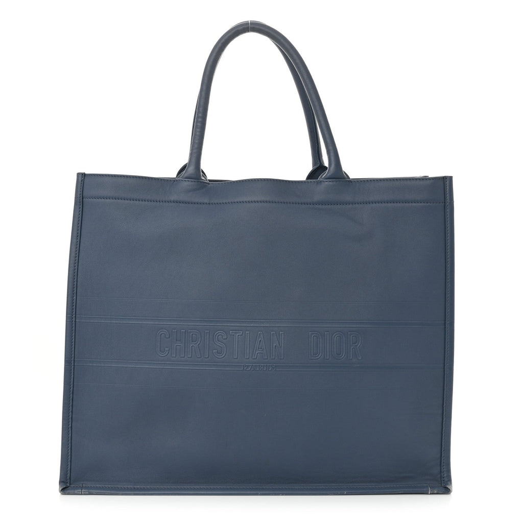 Calfskin Embossed Large Book Tote Blue