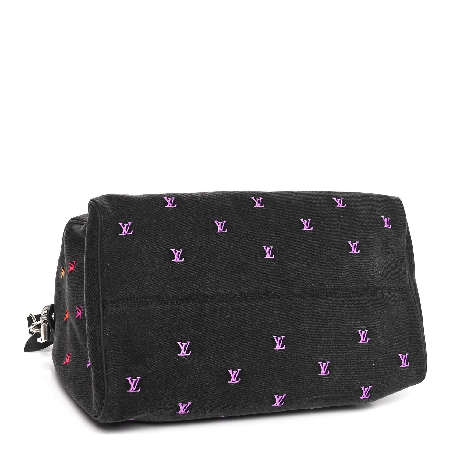 LV Blason Denim Calfskin Speedy Bandouliere 40 Black Gradient Orange