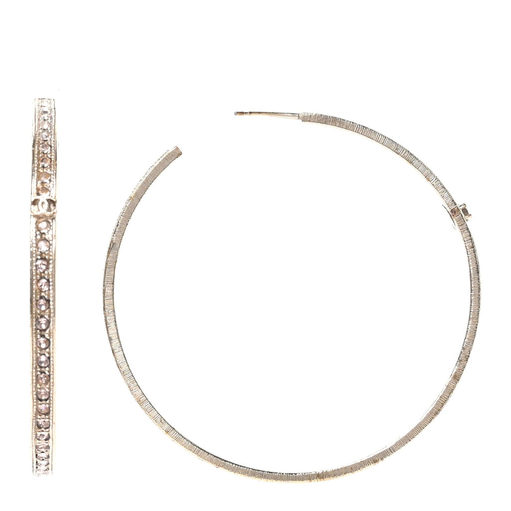 Crystal CC Hoop Earrings Pale Pink Gold