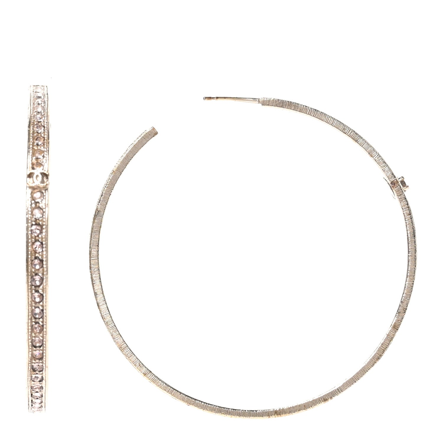 Crystal CC Hoop Earrings Pale Pink Gold