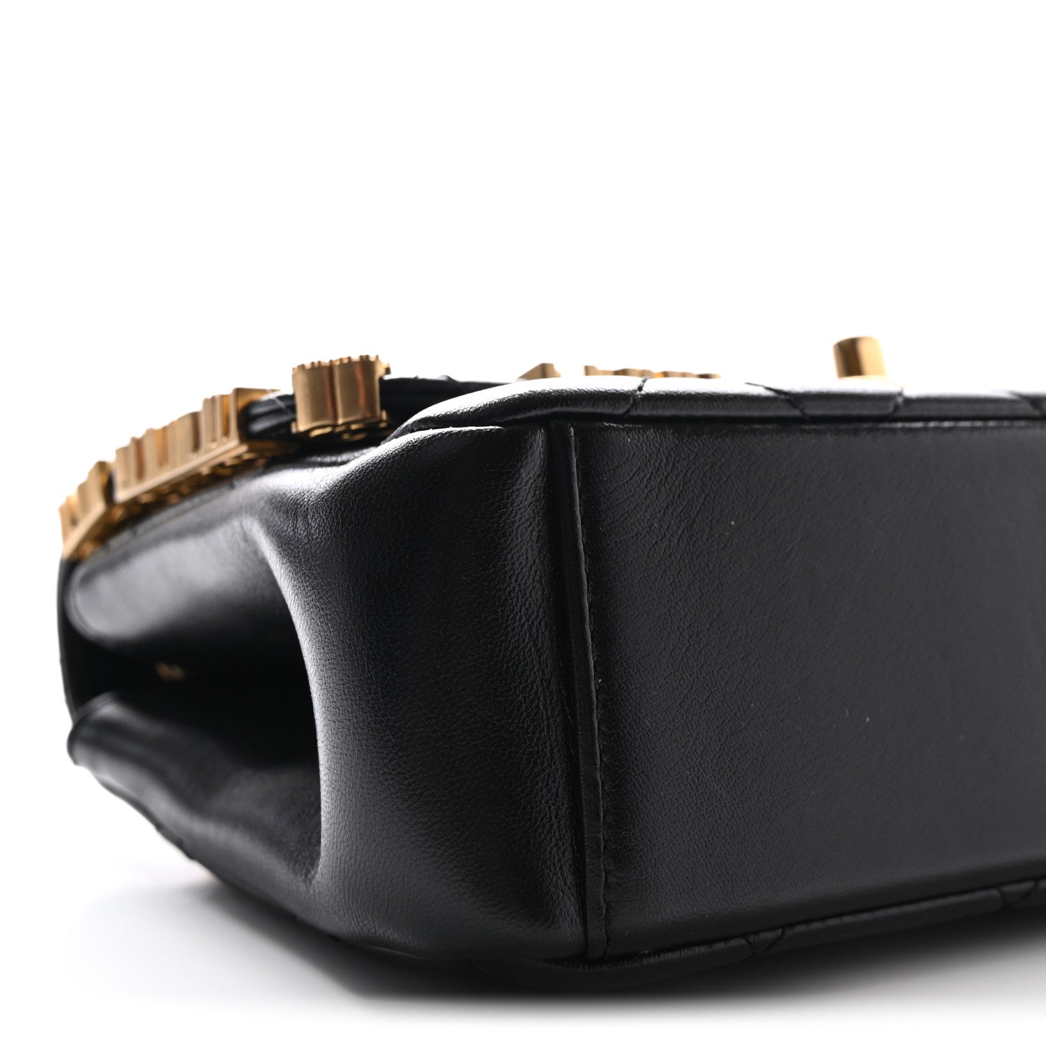 Lambskin Enamel Strass Quilted Mini Paris Monaco Flap Black