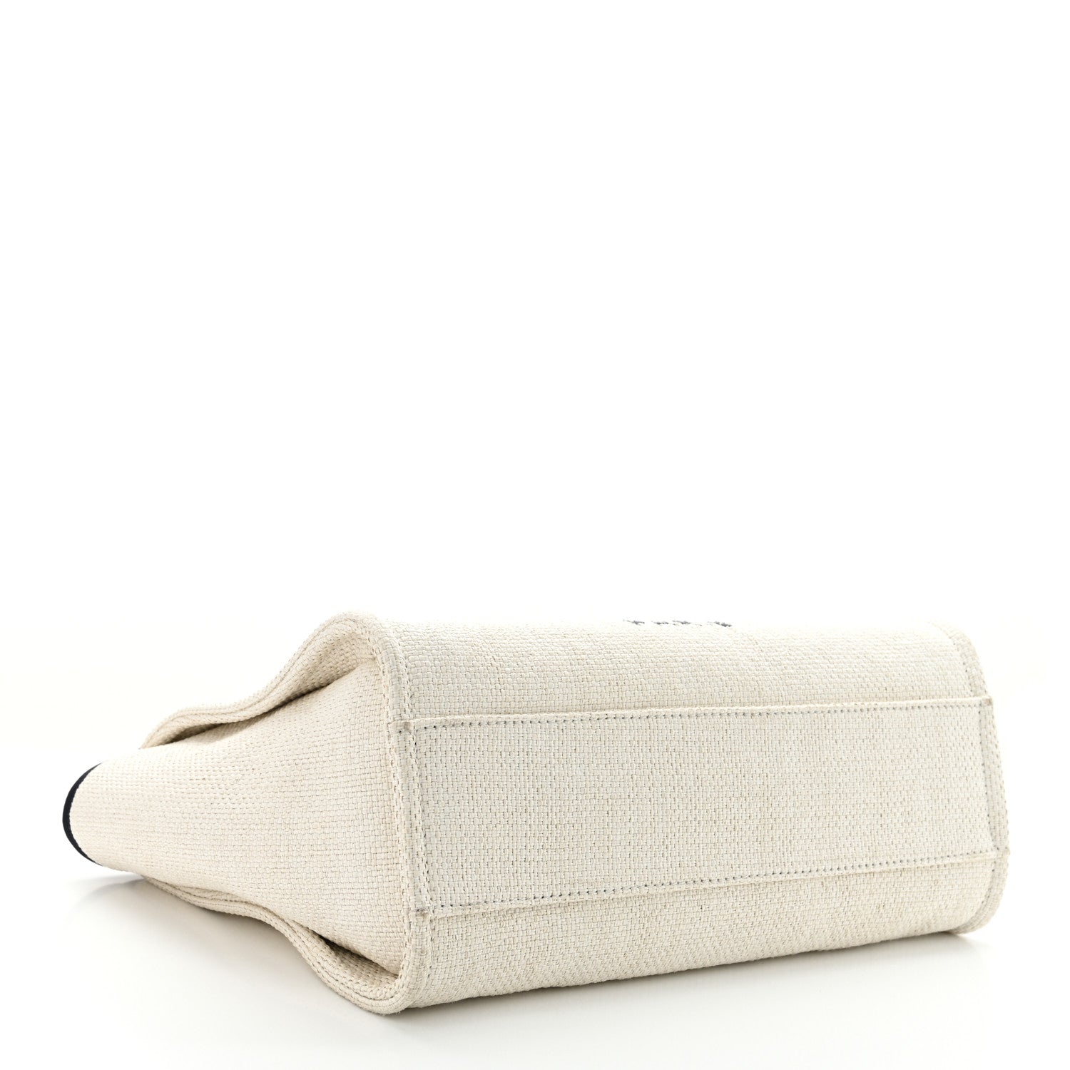 Woven Straw Raffia Small Deauville Tote White Navy