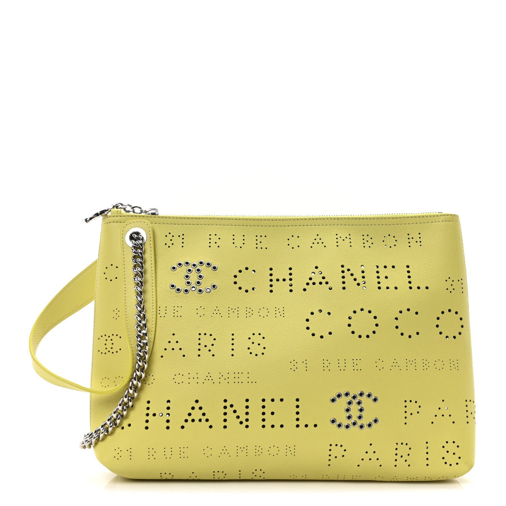 Calfskin Eyelets Clutch Yellow