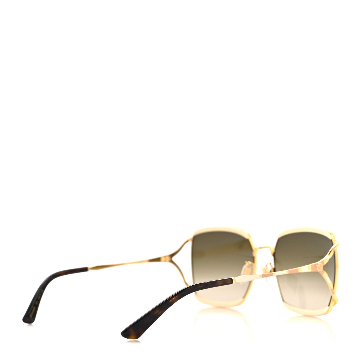 Metal Square Frame GG0593SK Sunglasses Ivory Gold Brown