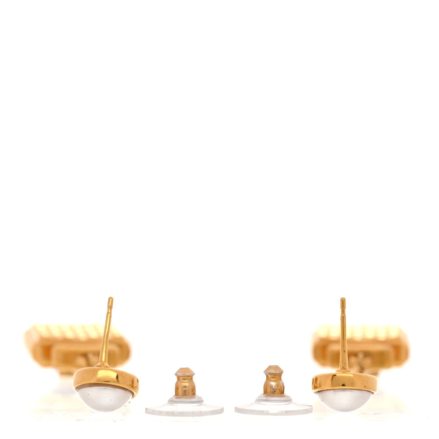 Crystal Pearl CC Perfume Bottle Chain Drop Earrings Gold