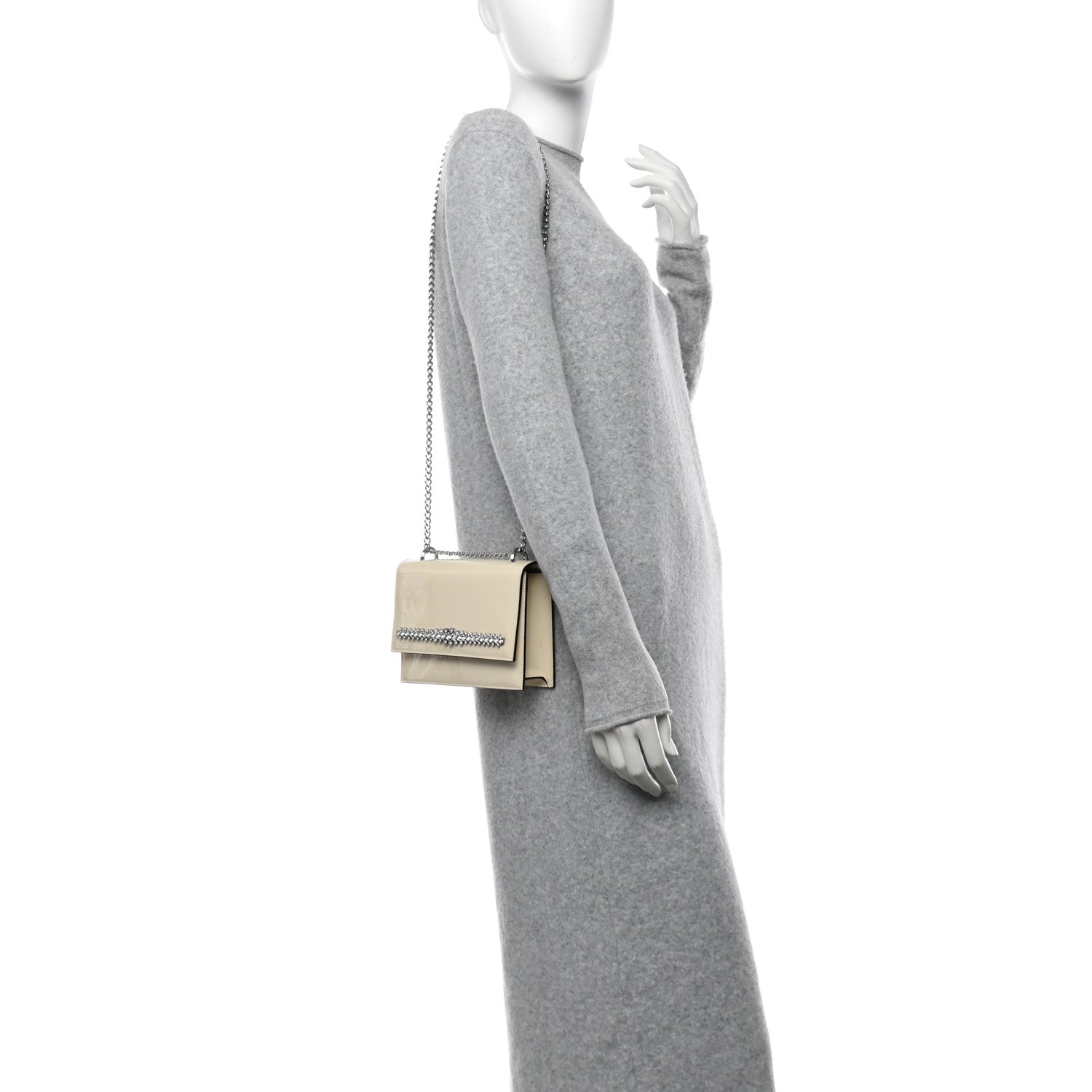 Patent Crystal Embellished Bing Bohemia Crossbody Bag White