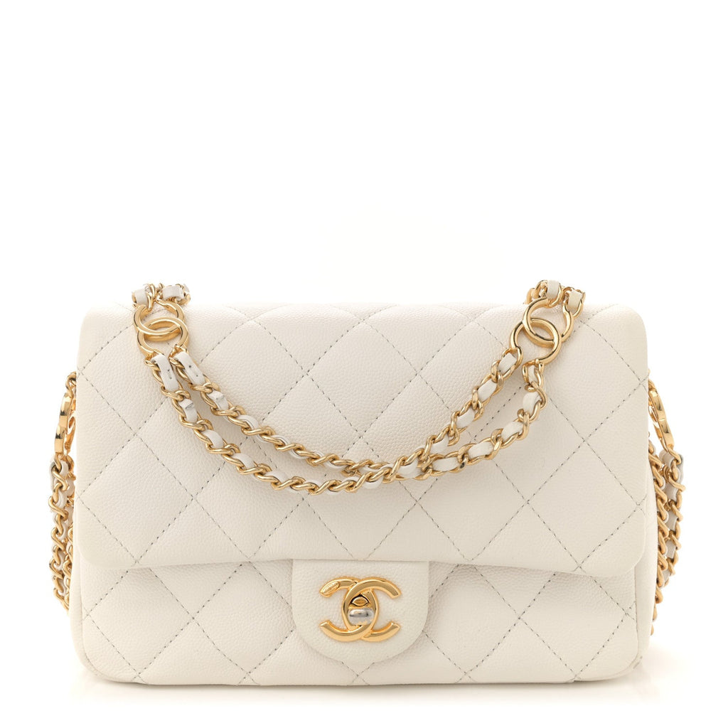 Caviar Quilted Mini CC You Flap White
