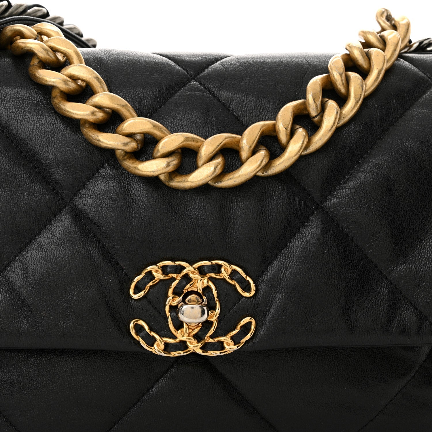 Goatskin Quilted Large Chanel 19 Flap Black