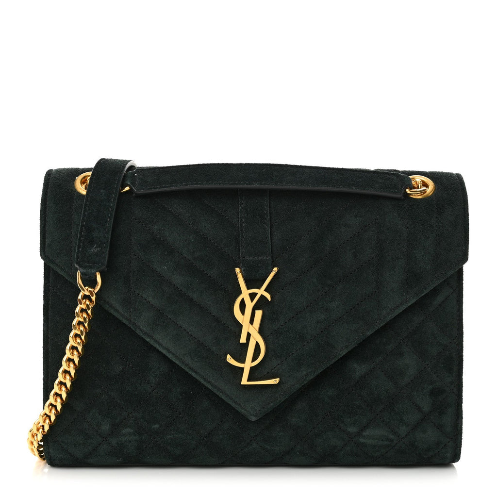Suede Mixed Matelasse Triquilt Medium Monogram Satchel Algae