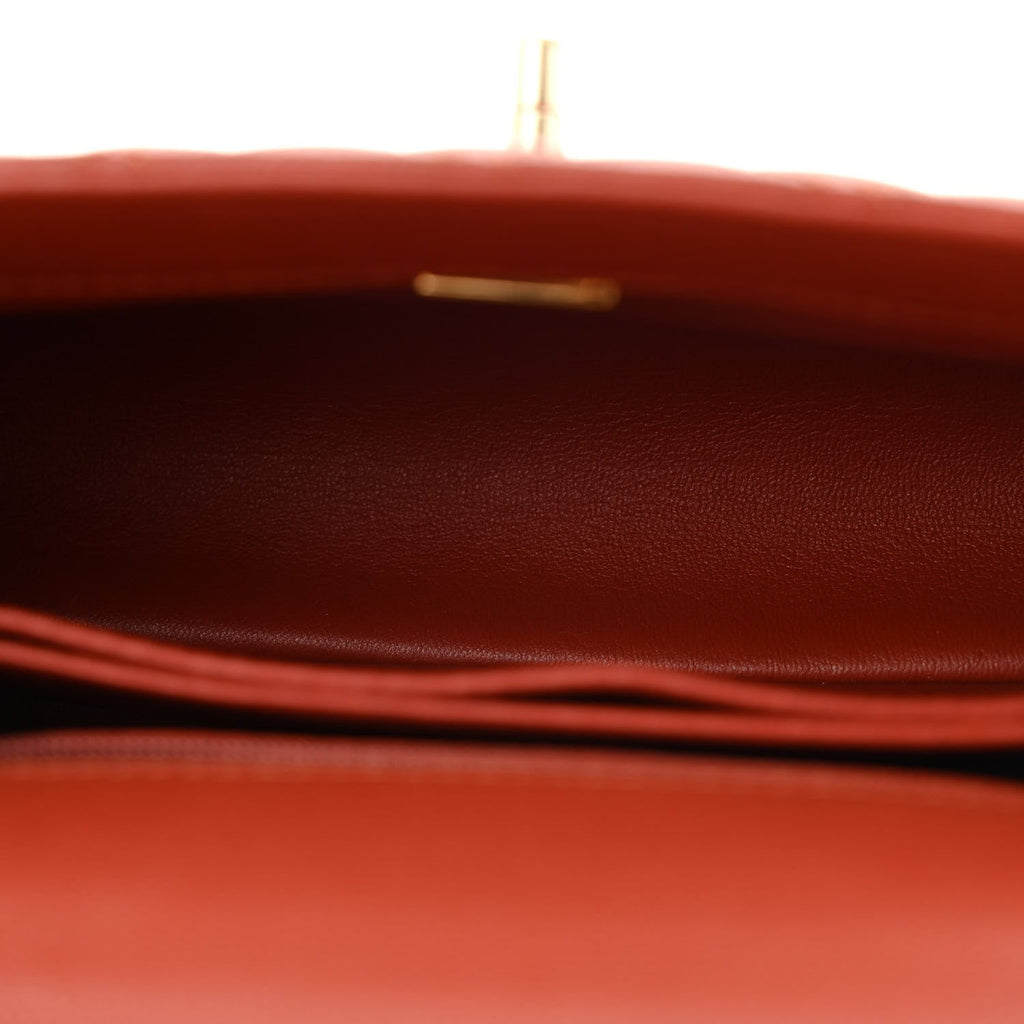 Caviar Quilted Mini Coco Handle Flap Dark Orange