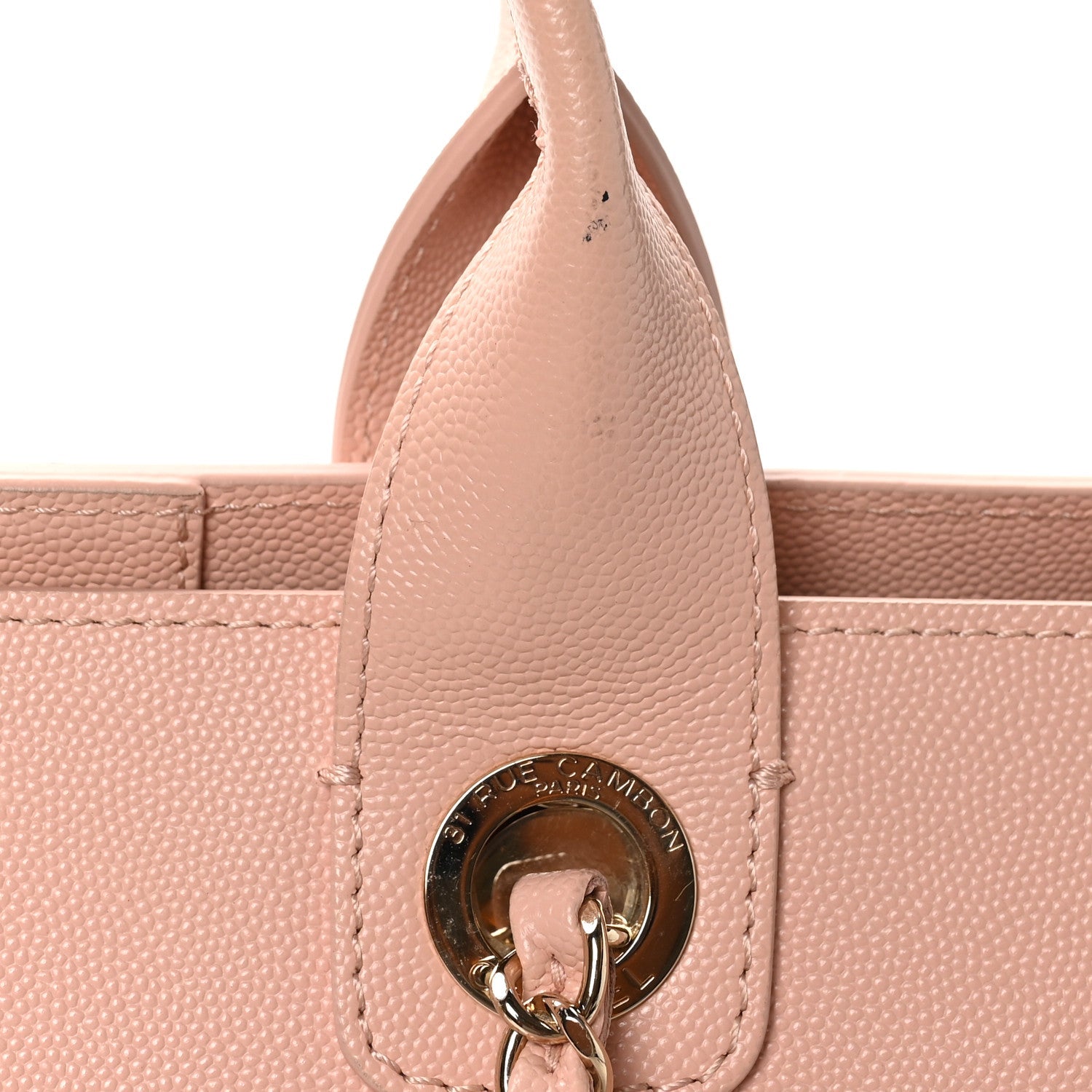 Caviar Small Studded Deauville Tote Light Pink