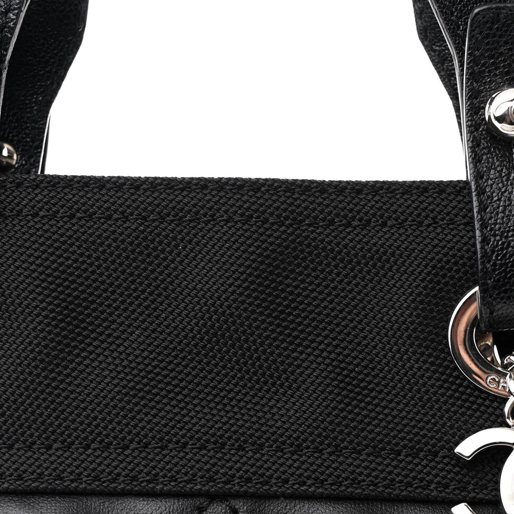 Coated Canvas Quilted Small Paris Biarritz Tote Black