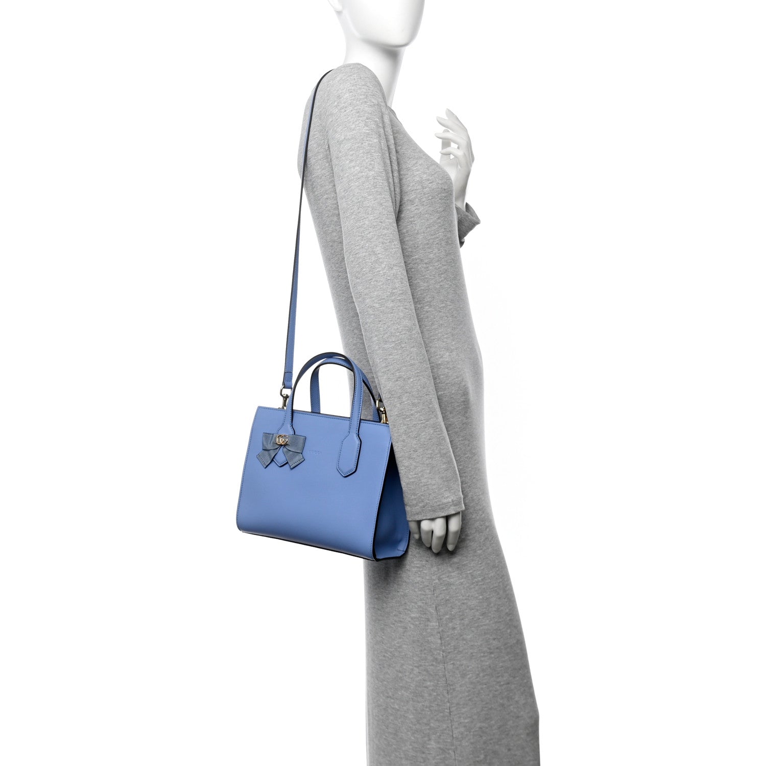 Calfskin Marmont Ribbon Top Handle Bag Blue