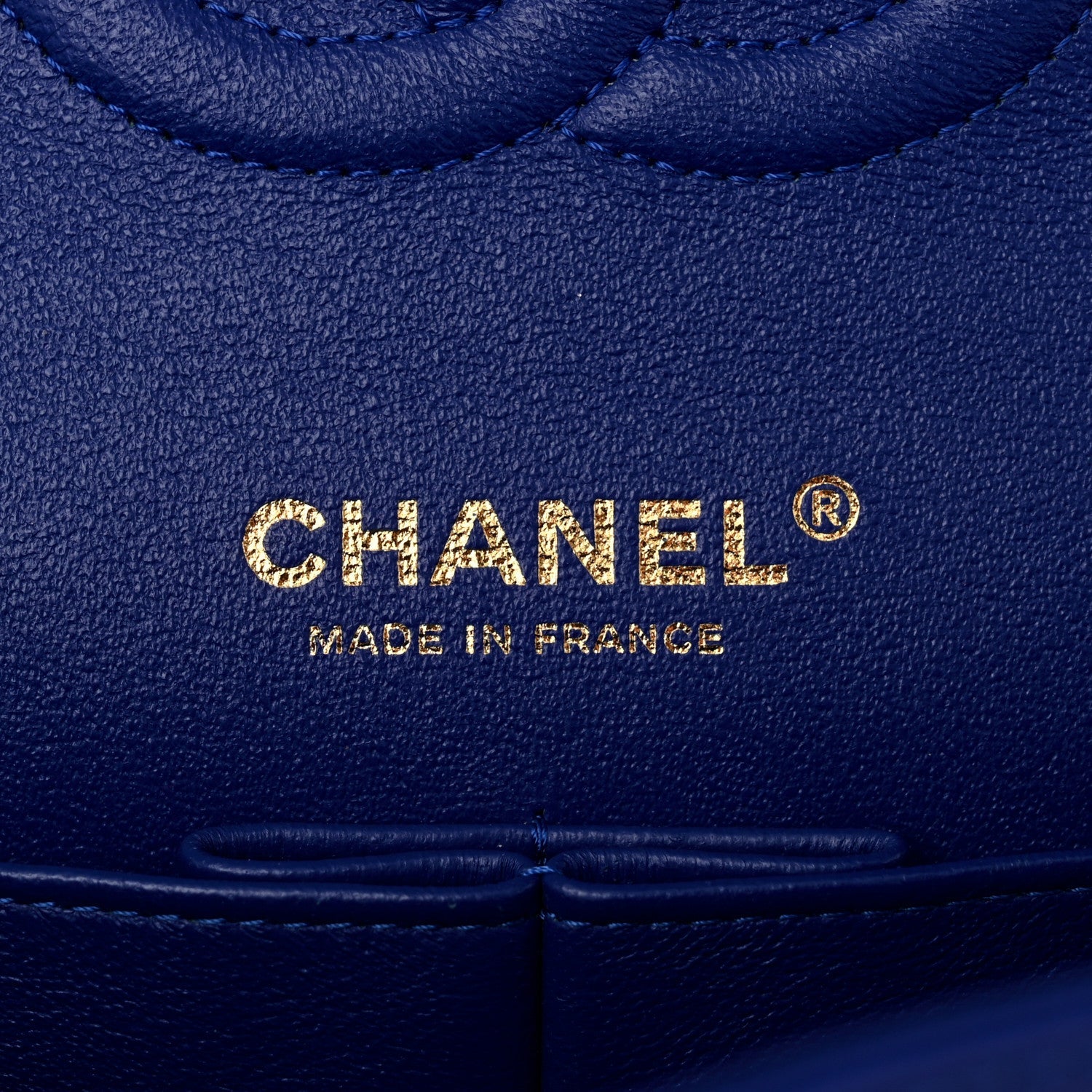 Lambskin Chevron Quilted Medium Double Flap Blue