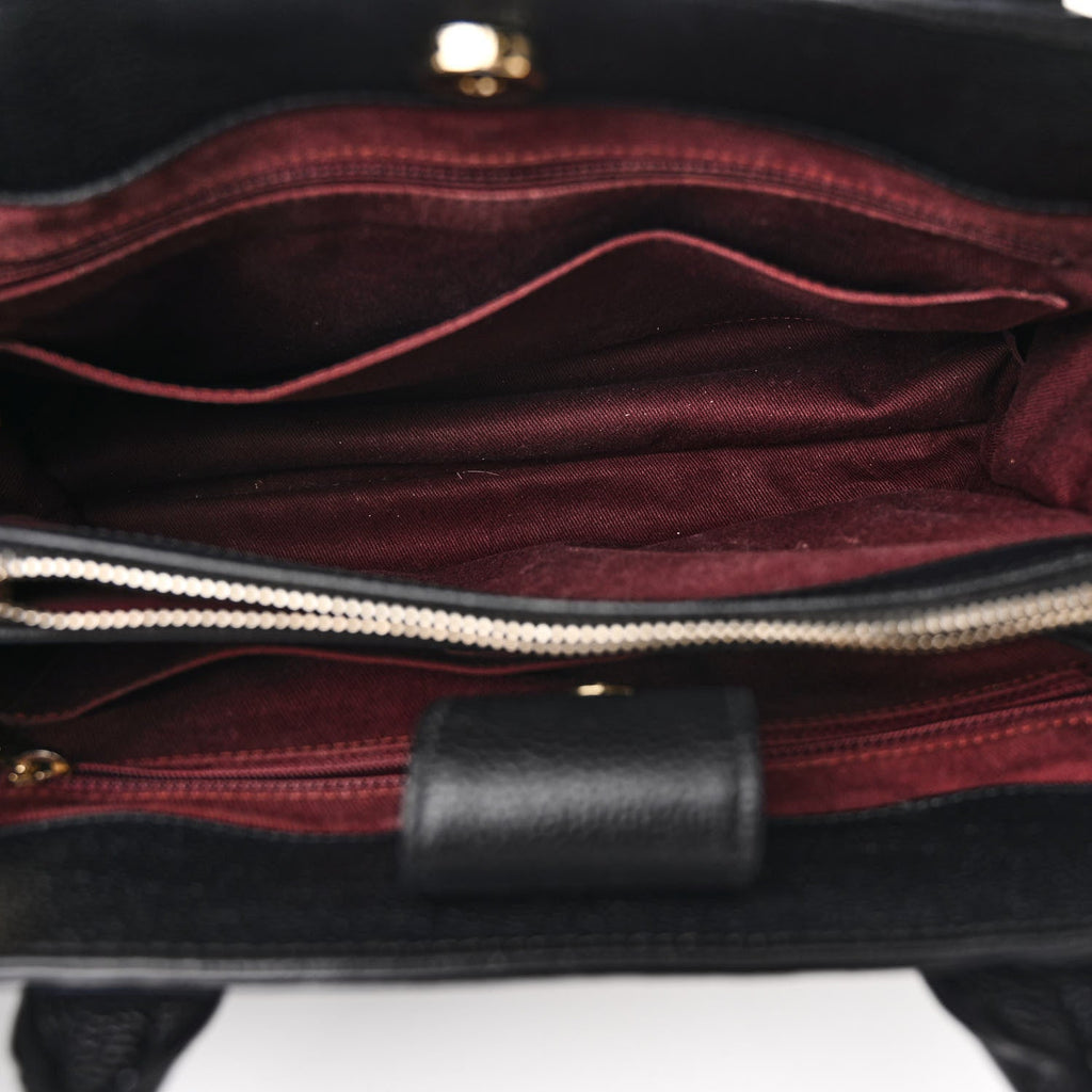 Grained Calfskin Small Neo Executive Shopper Tote  Black
