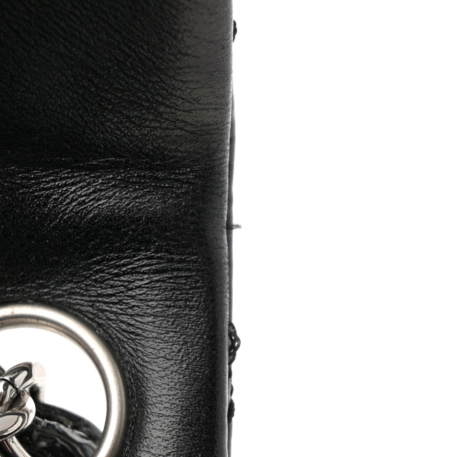 Patent Quilted Medium Single Flap Black