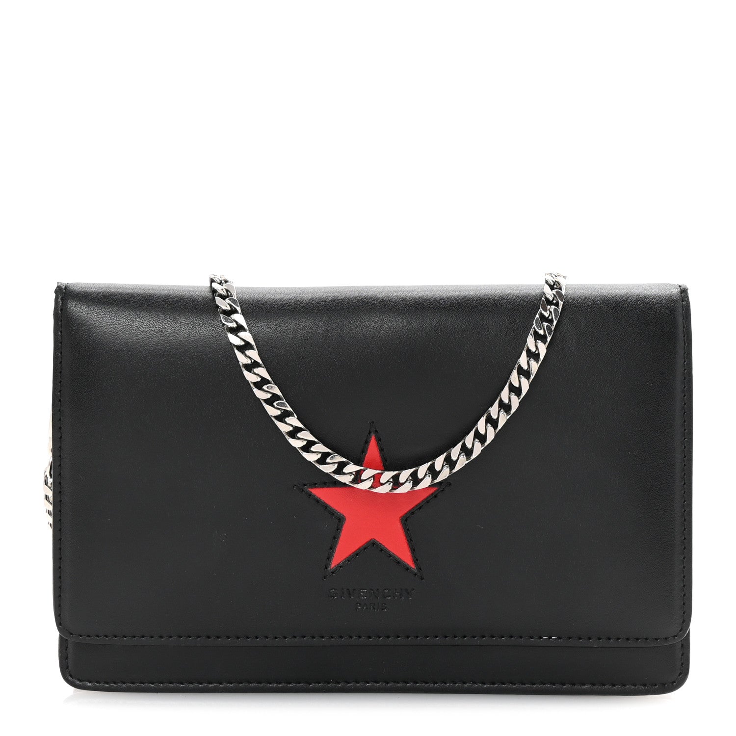 Calfskin Star Pandora Chain Wallet Black