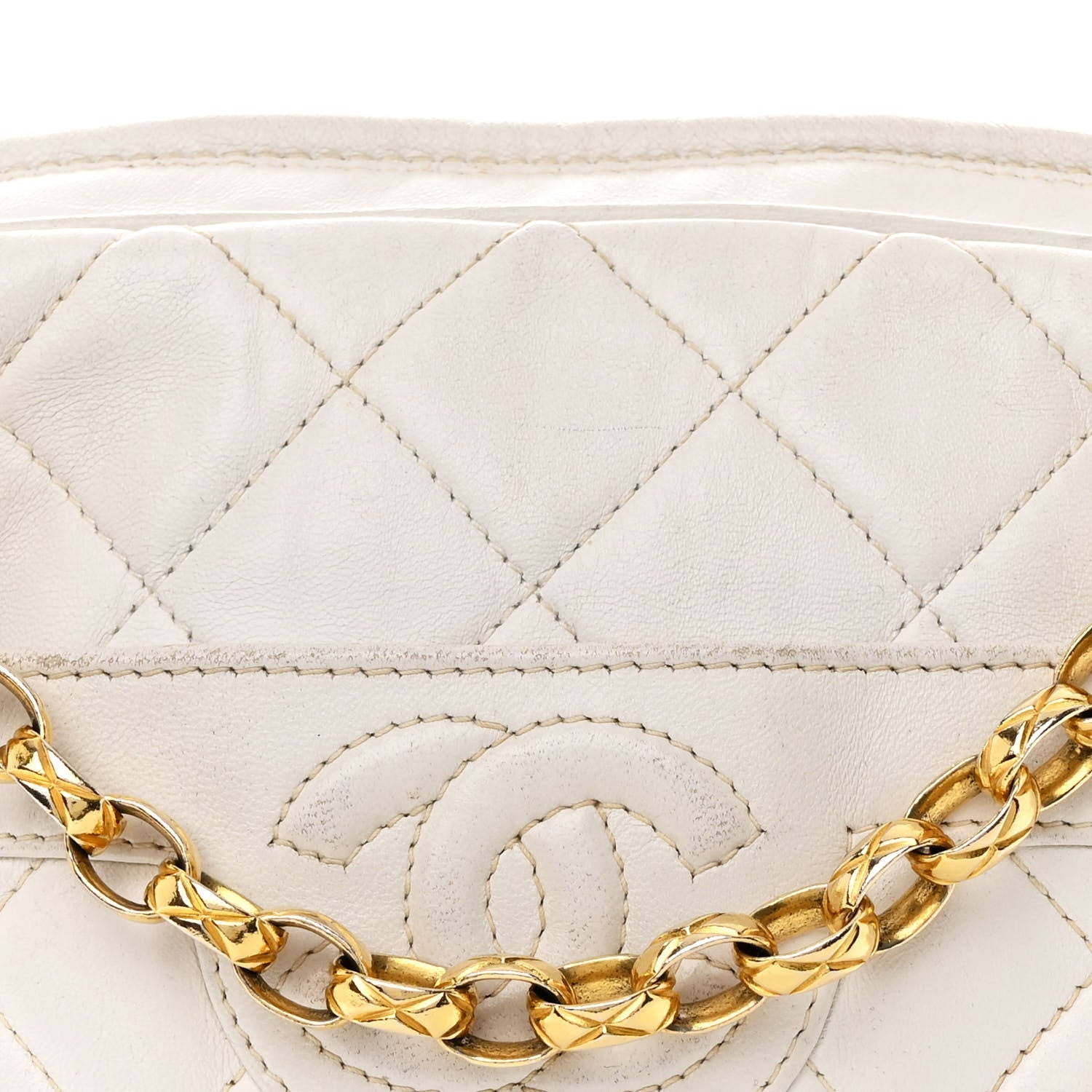 Lambskin Quilted Tassel Camera Case White