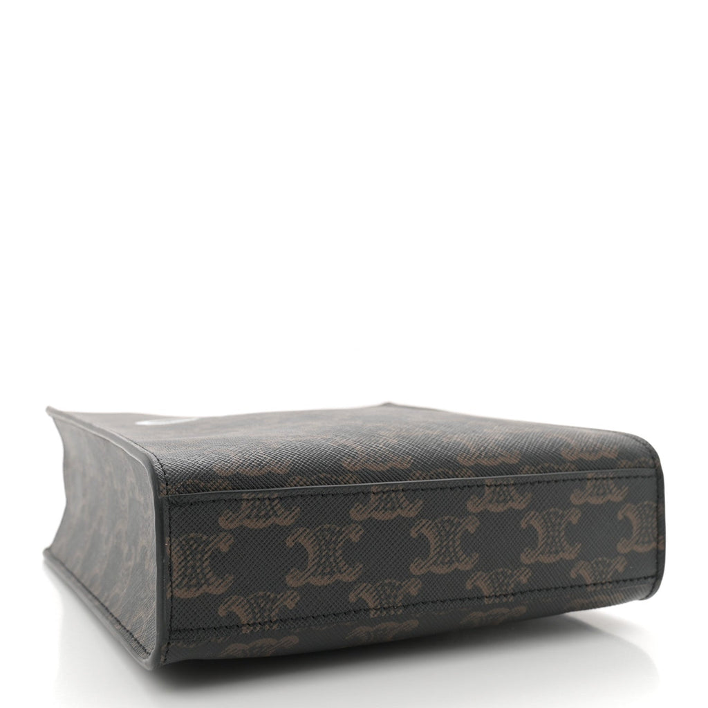 Triomphe Canvas Calfskin Mini Vertical Cabas Tan