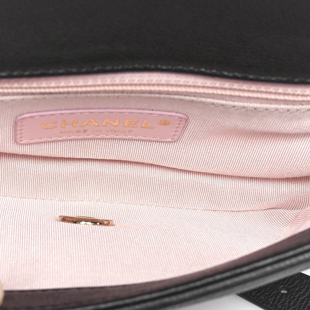 Caviar Quilted Studded Flap Waist Bag Black