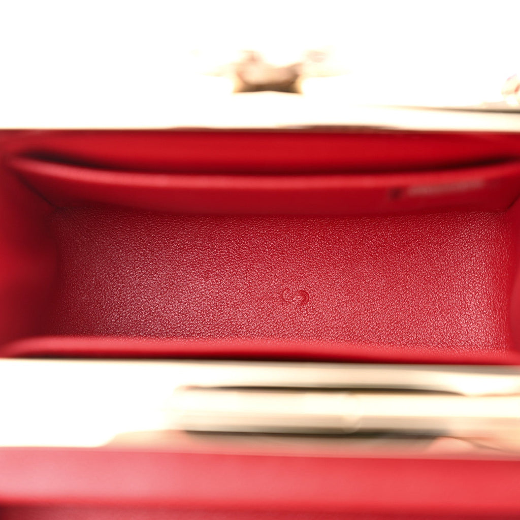 Lambskin Quilted Small Box With Chain Red