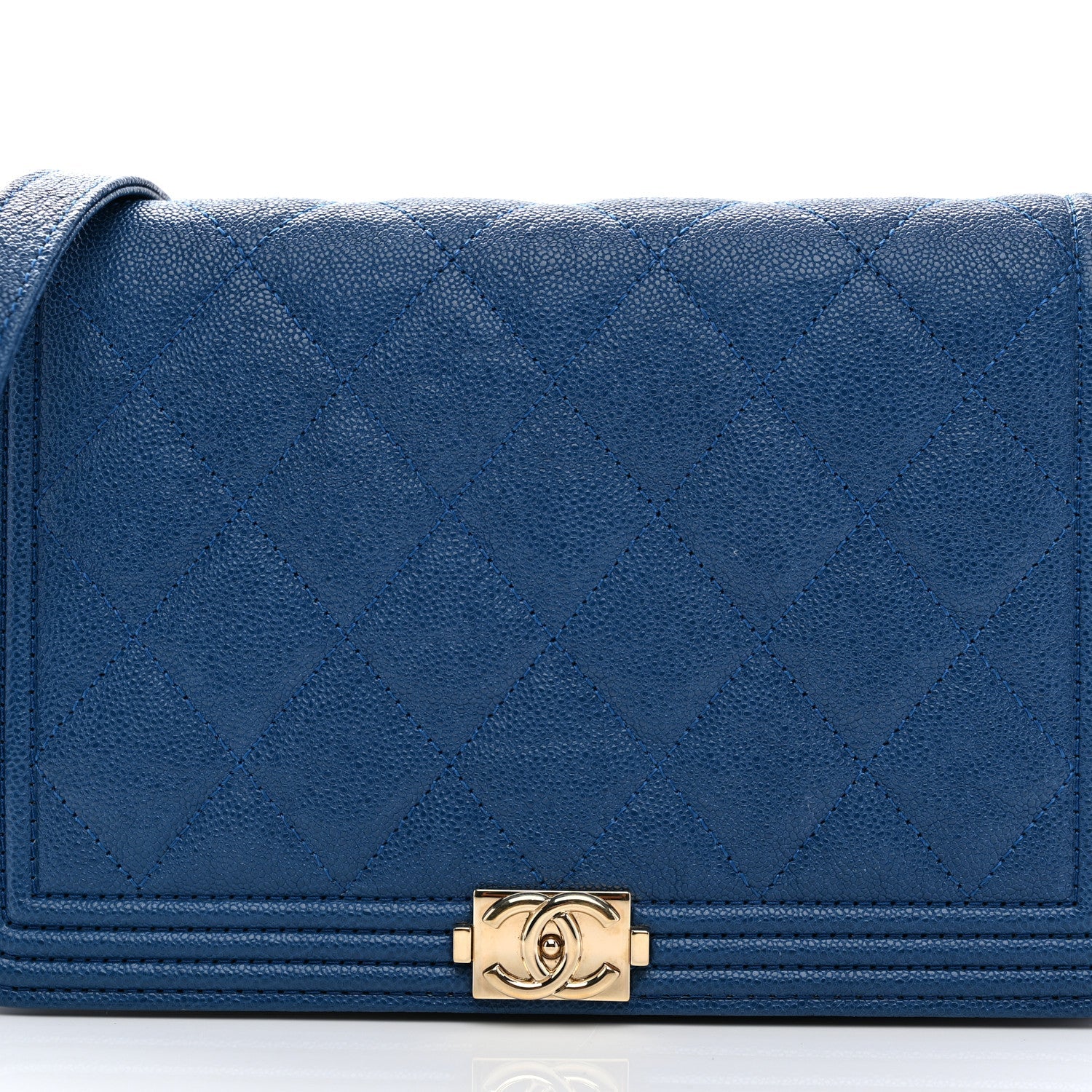 Caviar Quilted Boy Wallet On Chain WOC Blue
