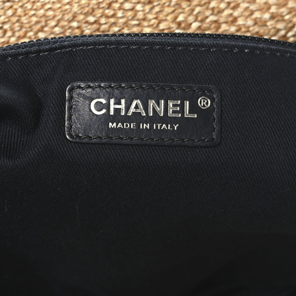 Woven Straw Raffia Logo Tote Blue Beige