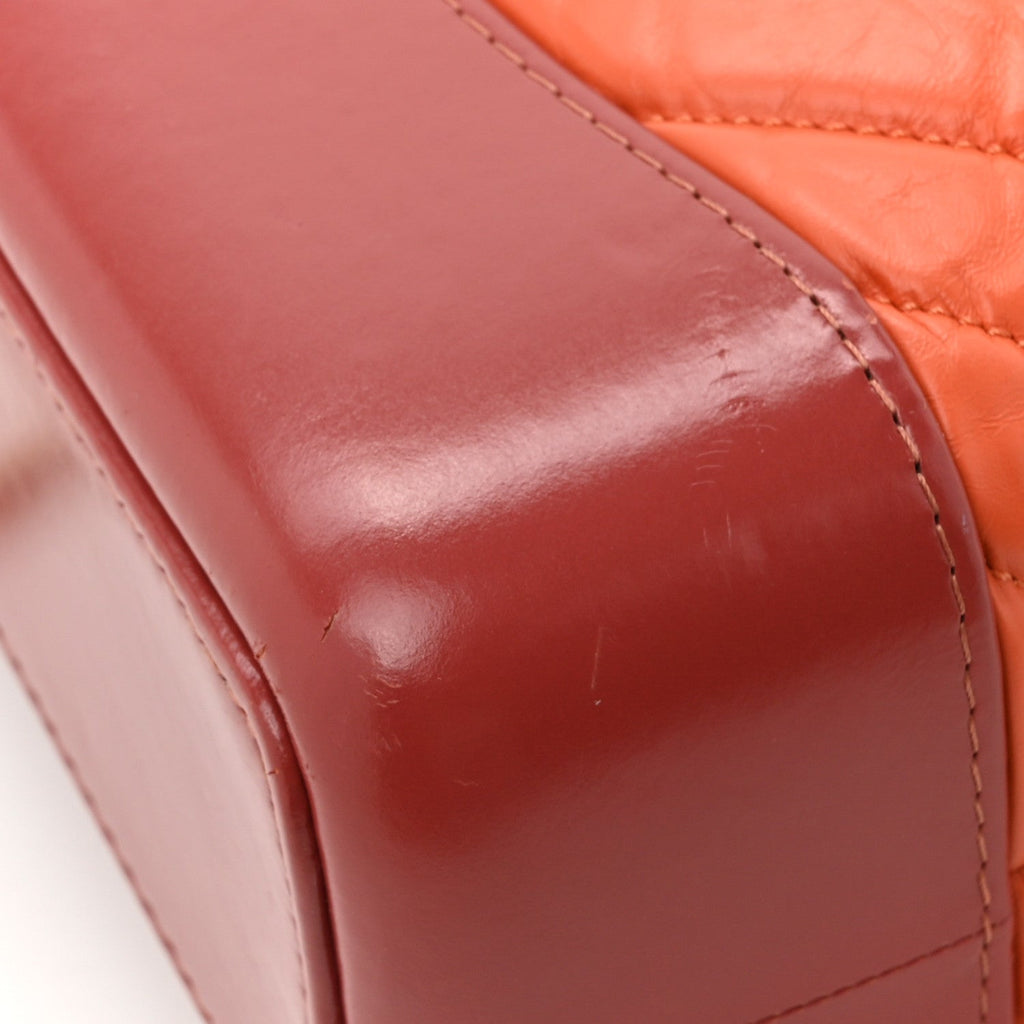 Aged Calfskin Chevron Quilted Small Gabrielle Backpack Dark Red Orange